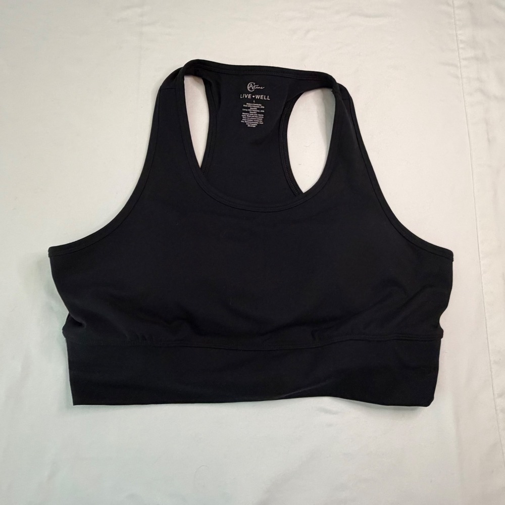 Active Live Well Womens Black Racerback Sports Bra Pink Graphic Size L Gym